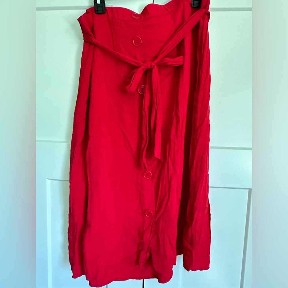 Button up cotton skirt with bow